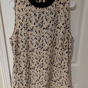 LOFT Sleeveless Top - Black and Cream Pattern